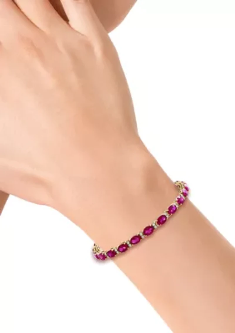 11.29 ct. t.w. Lab Grown Ruby, 1/2 ct. t.w. Lab Grown Diamond Bracelet in 14K Yellow Gold