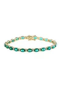 8.15 ct. t.w. Lab Grown Emerald, 1/2 ct. t.w. Lab Grown Diamond Bracelet in 14K Yellow Gold