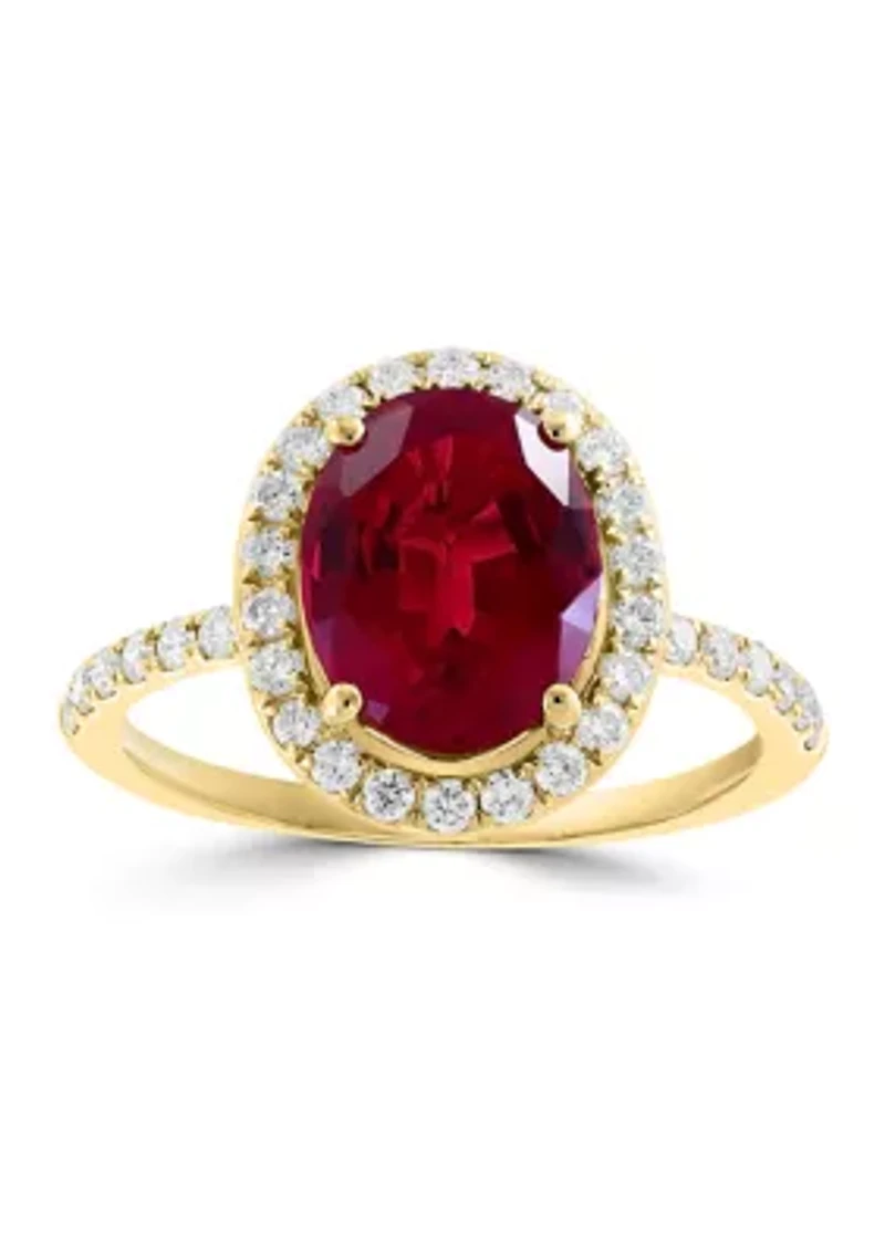 Lab Grown Diamond and Ruby Ring 14K Yellow Gold