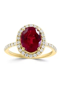 Lab Grown Diamond and Ruby Ring 14K Yellow Gold