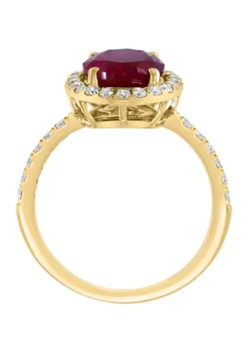 Lab Grown Diamond and Ruby Ring 14K Yellow Gold