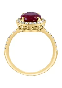 Lab Grown Diamond and Ruby Ring 14K Yellow Gold