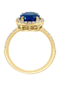 Lab Grown Diamond and Sapphire Ring 14K Yellow Gold