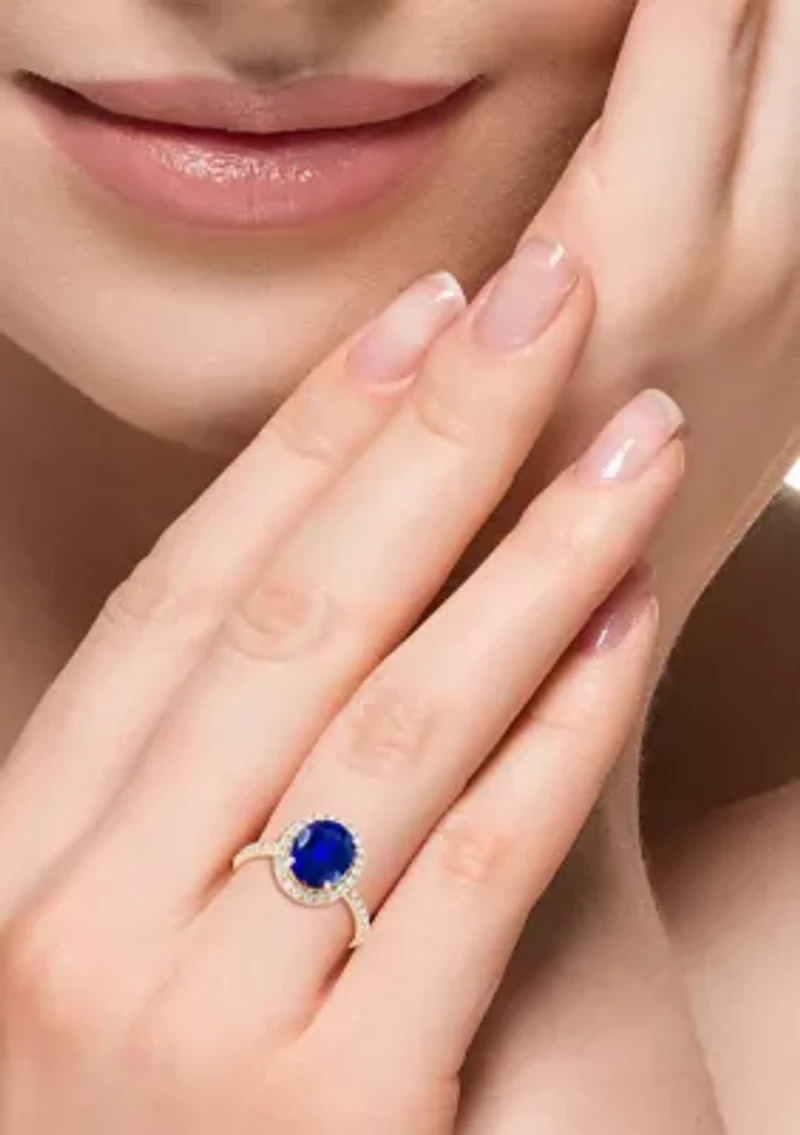 Lab Grown Diamond and Sapphire Ring 14K Yellow Gold