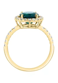 Lab Grown Diamond and Emerald Ring 14K Yellow Gold