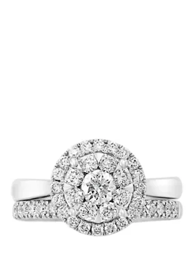 2 Piece 1.02 ct. t.w. Diamond Bridal Ring Set in 14K White Gold 