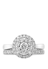 2 Piece 1.02 ct. t.w. Diamond Bridal Ring Set in 14K White Gold 