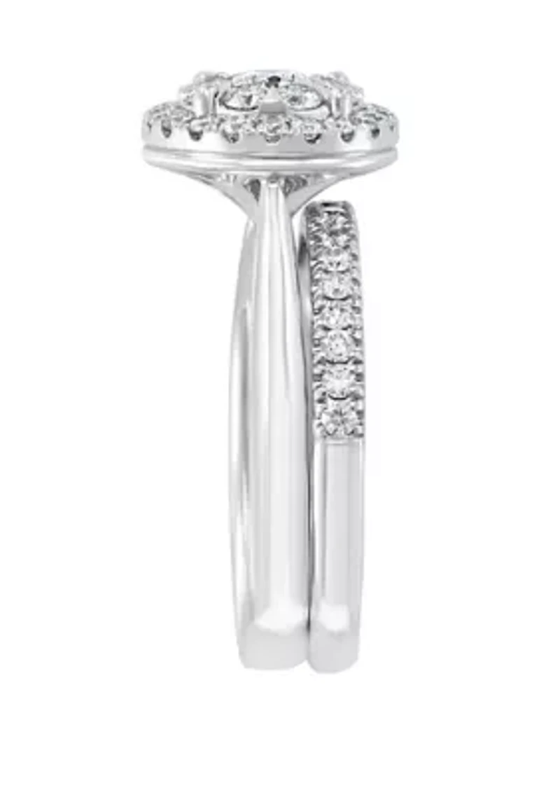 2 Piece 1.02 ct. t.w. Diamond Bridal Ring Set in 14K White Gold 