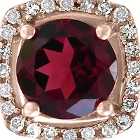  Diamond and Rhodolite Pendant Necklace in 14K Rose Gold 