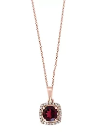  Diamond and Rhodolite Pendant Necklace in 14K Rose Gold 