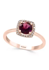 Diamond and Rhodolite Ring in 14K Rose Gold