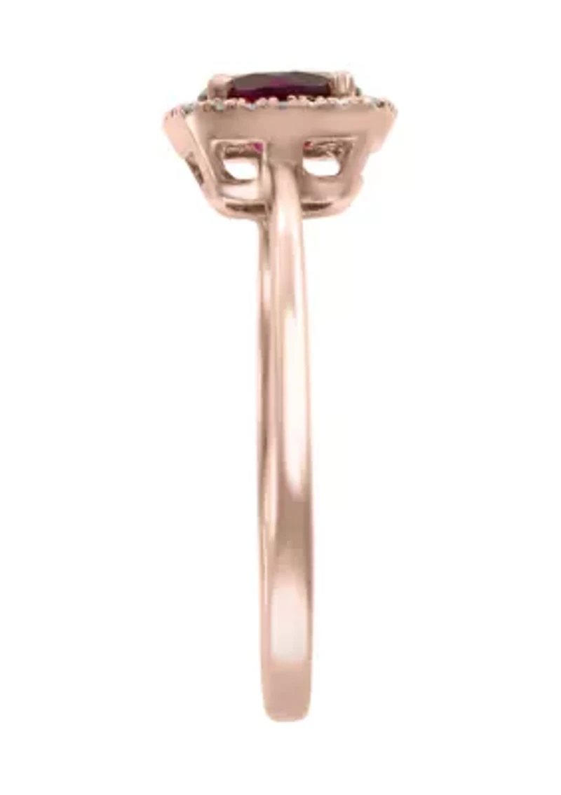 Diamond and Rhodolite Ring in 14K Rose Gold