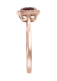 Diamond and Rhodolite Ring in 14K Rose Gold