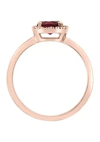 Diamond and Rhodolite Ring in 14K Rose Gold