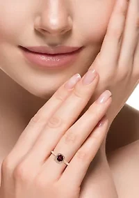 Diamond and Rhodolite Ring in 14K Rose Gold