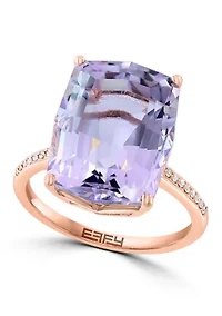 Diamond and Pink Amethyst Ring in 14K Rose Gold