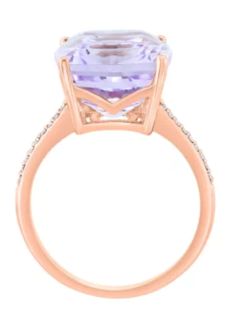 Diamond and Pink Amethyst Ring in 14K Rose Gold