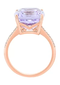 Diamond and Pink Amethyst Ring in 14K Rose Gold