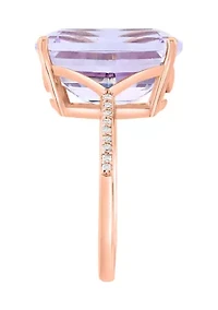 Diamond and Pink Amethyst Ring in 14K Rose Gold