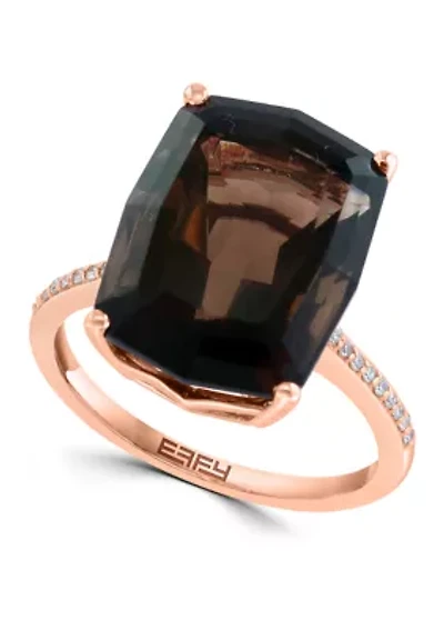 Diamond and Smoky Quartz Ring in 14K Rose Gold
