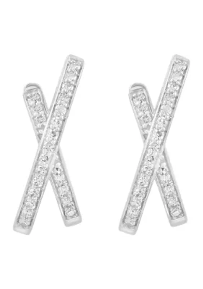 14K White Gold Diamond Earrings 