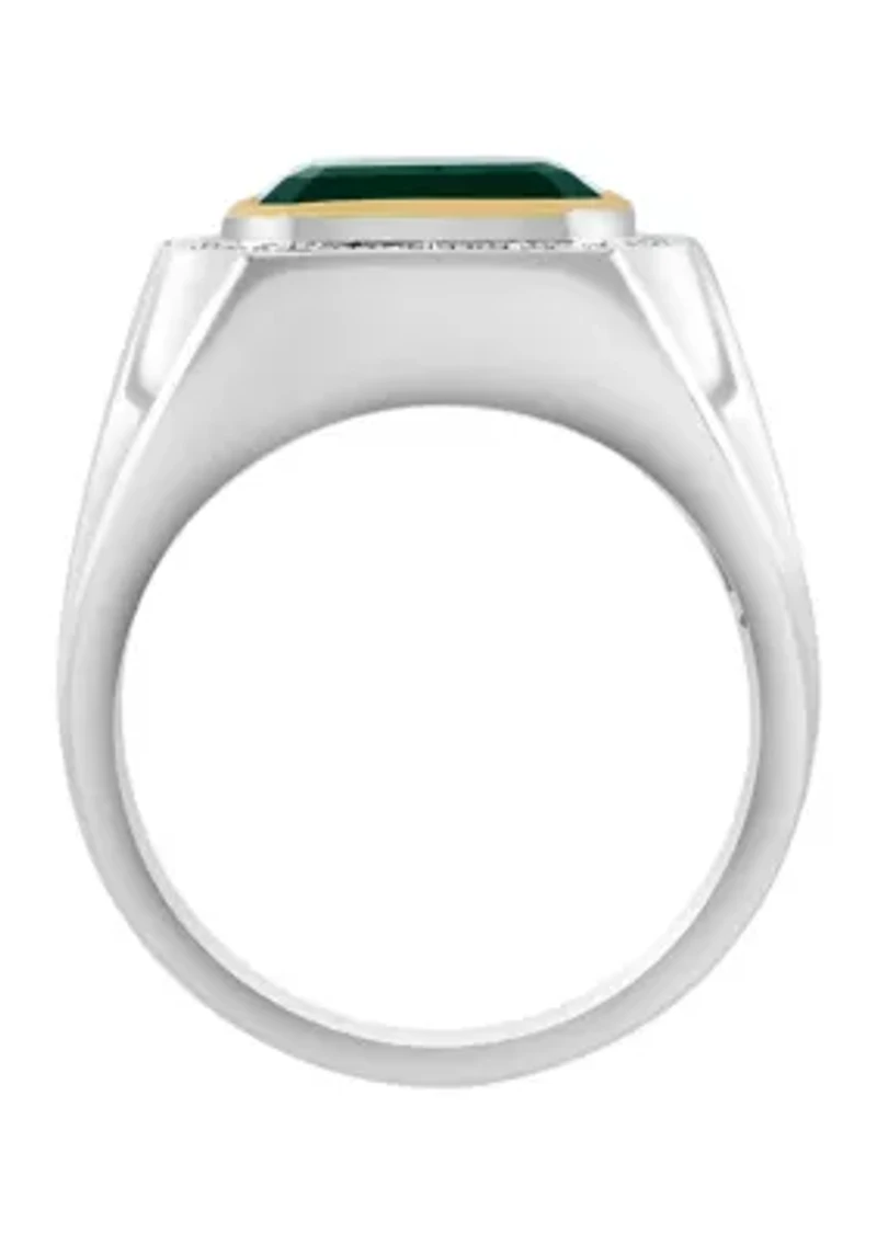 1/5 ct. t.w. Diamond and Green Onyx Ring in Sterling Silver