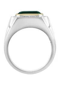 1/5 ct. t.w. Diamond and Green Onyx Ring in Sterling Silver