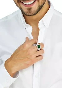 1/5 ct. t.w. Diamond and Green Onyx Ring in Sterling Silver