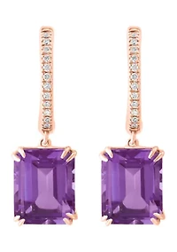 1/10 ct. t.w. Diamond, 6.4 ct. t.w. Amethyst Earrings in 14K Rose Gold