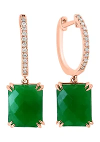 1/10 ct. t.w. Diamond, 8.8 ct. t.w. Jade Earrings in 14K Rose Gold