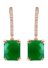 1/10 ct. t.w. Diamond, 8.8 ct. t.w. Jade Earrings in 14K Rose Gold