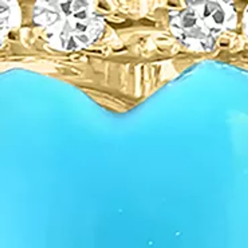 Diamond and Turquoise Heart Earrings in 14K Yellow Gold