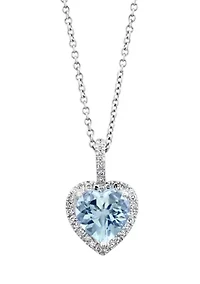 1.5 ct. t.w. Aquamarine, 1/8 ct. t.w. Diamond Pendant Necklace in 14K White Gold