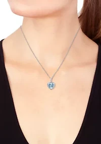 1.5 ct. t.w. Aquamarine, 1/8 ct. t.w. Diamond Pendant Necklace in 14K White Gold