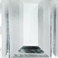 Diamond and White Topaz Emerald Cut Pendant Necklace in 14K White Gold