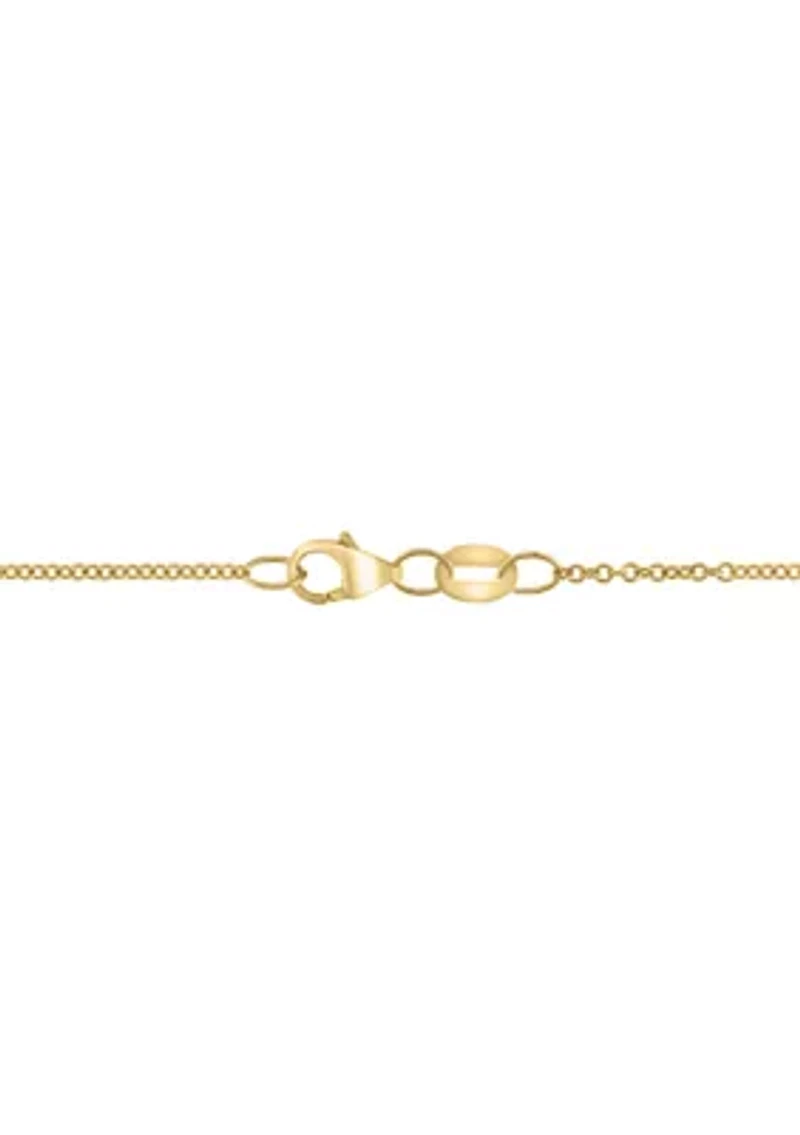 14K Yellow Gold Diamond, Blue Topaz Pendant Necklace