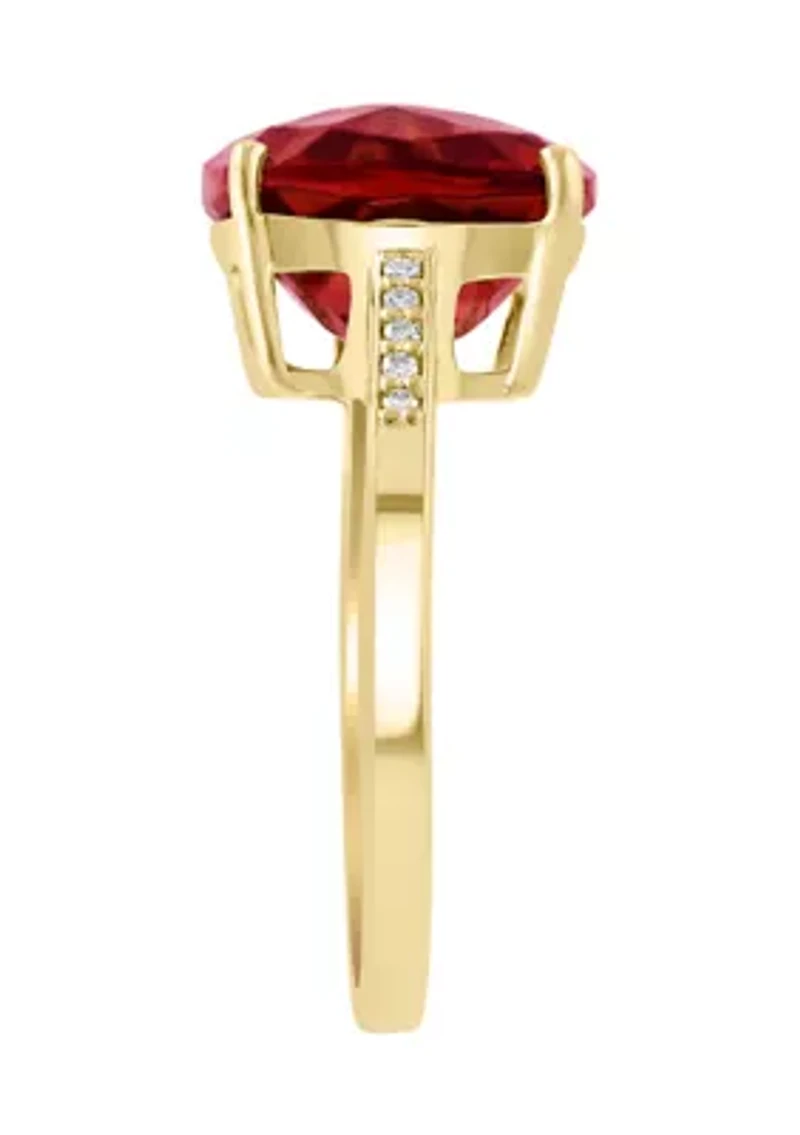 6.15 ct. t.w. Garnet, 1/10 ct. t.w. Diamond Ring in 14K White Gold