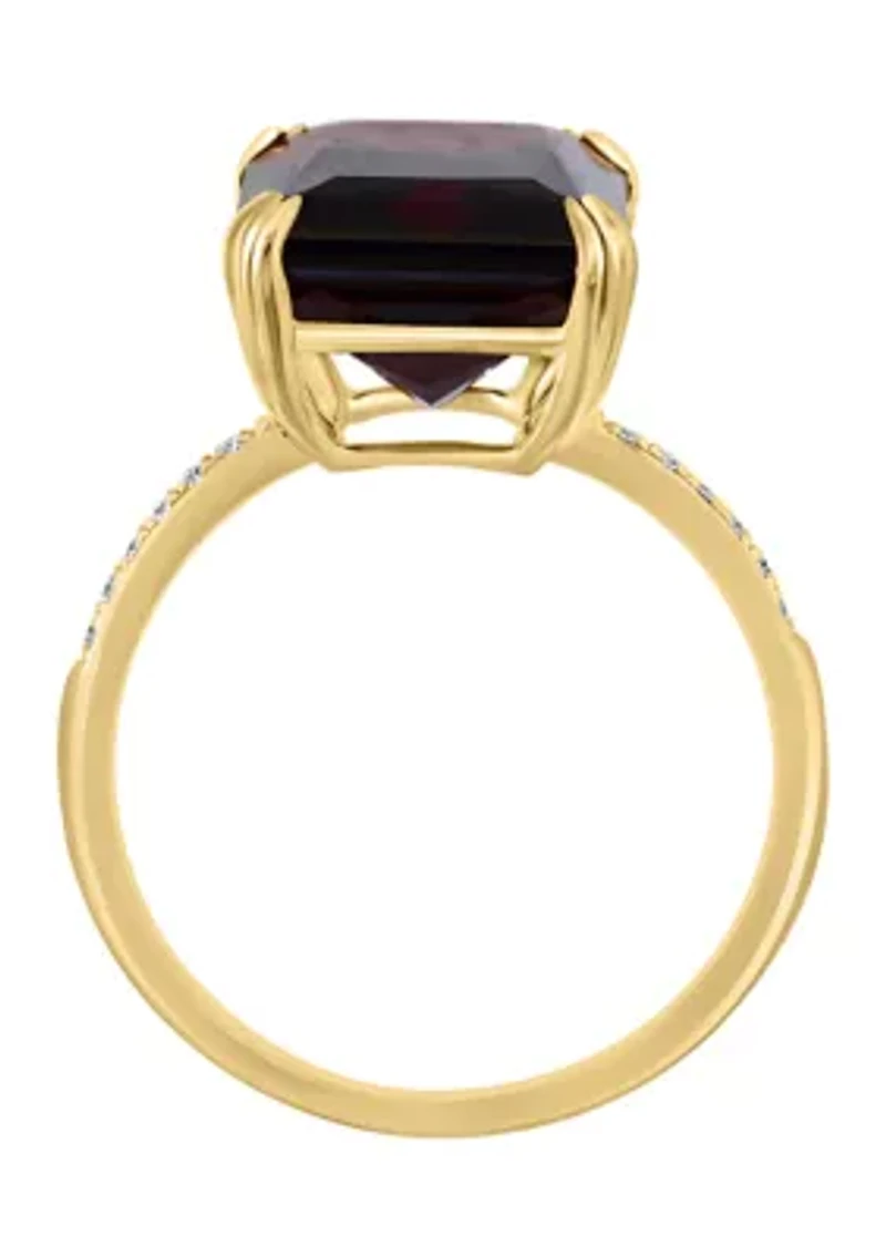 Diamond and Garnet Ring in 14K Yellow Gold