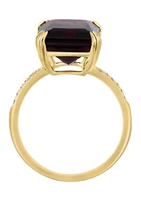 Diamond and Garnet Ring in 14K Yellow Gold