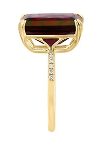 Diamond and Garnet Ring in 14K Yellow Gold