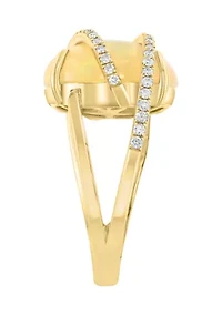 1/4 ct. t.w. Diamond, 3.5 ct. t.w. Ethiopian Opal Ring in 14K Yellow Gold