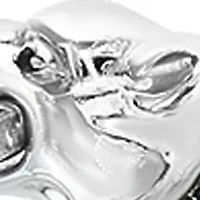 Sterling Silver Leather Double Headed Panther Bracelet