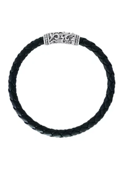 Sterling Silver Leather Bracelet