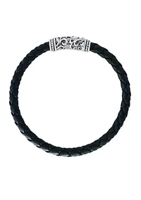 Sterling Silver Leather Bracelet