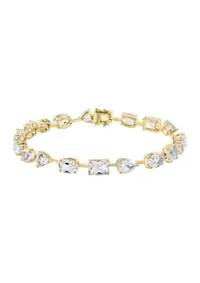 White Topaz Strand Bracelet in 14K Yellow Gold