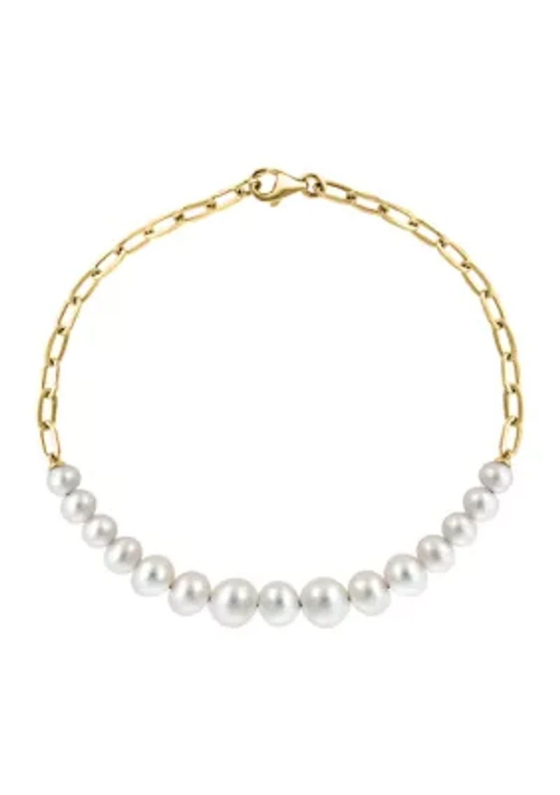 Freshwater Pearl Link Bracelet in 14K Yellow Gold