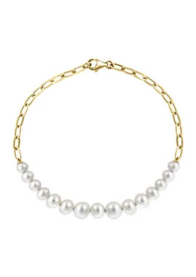 Freshwater Pearl Link Bracelet in 14K Yellow Gold