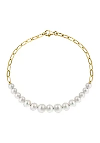 Freshwater Pearl Link Bracelet in 14K Yellow Gold