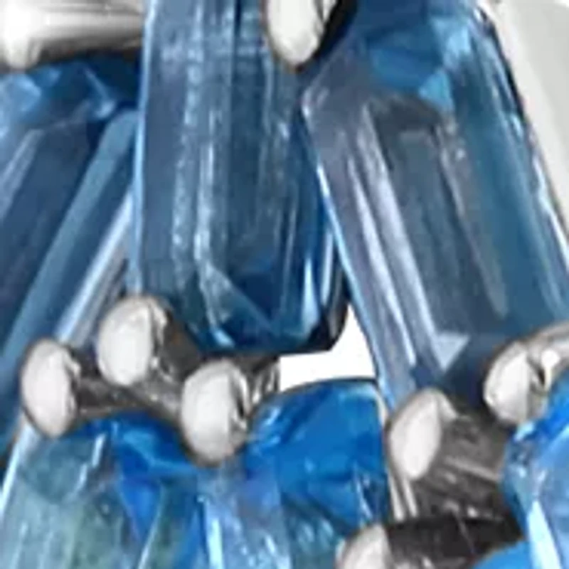 Diamond, Green Amethyst and Blue Topaz Dangle Earrings in 14K White Gold