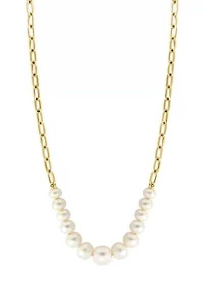 Freshwater Pearl Chain Necklace in 14K Yellow Gold